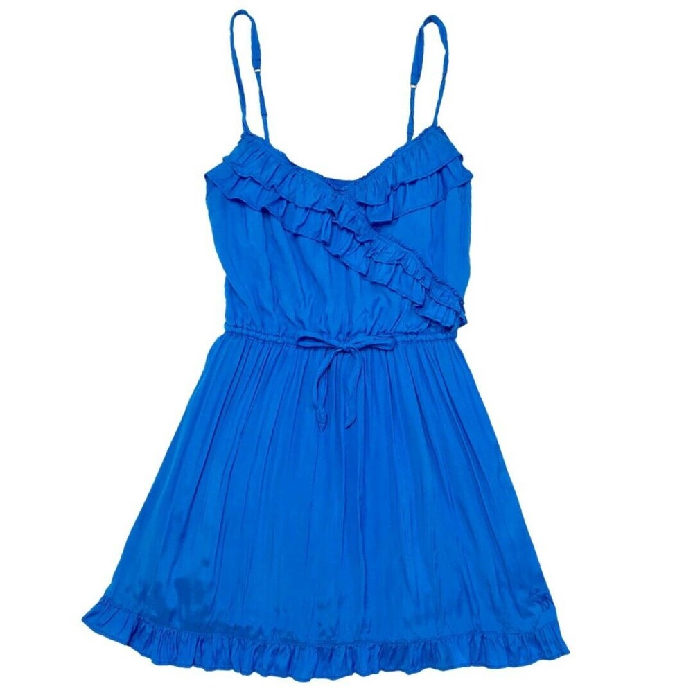Abercrombie & Fitch Juniors Dress Blue Ruffle Sundress Short Sleeveless Size Med